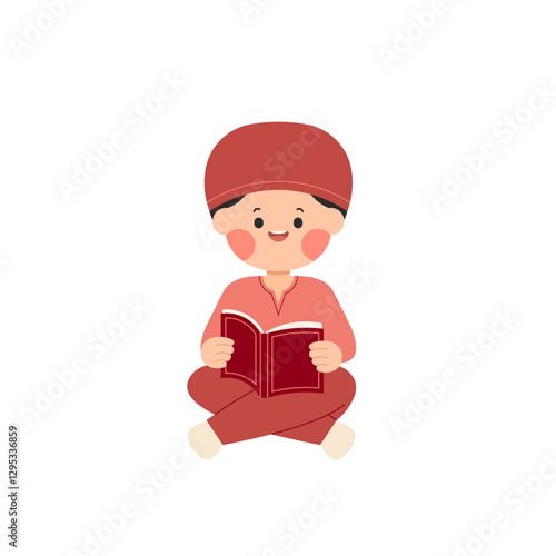 Studying Quran 2 Boy with Red Hat Reading Quran