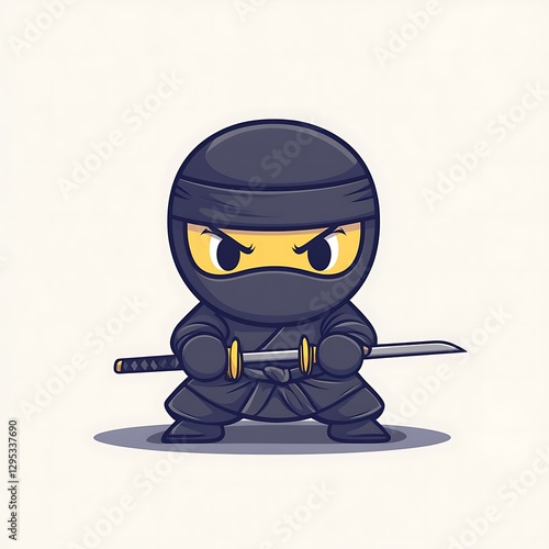 Cute Ninja with Sword. Use Cartoon Character photo