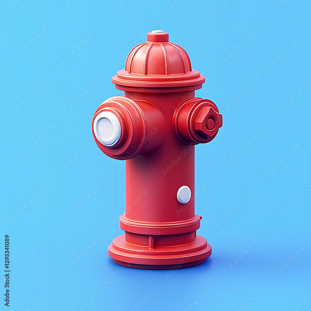 Red fire hydrant, studio shot, blue background, safety Red fire hydrant, studio shot, blue background, safety