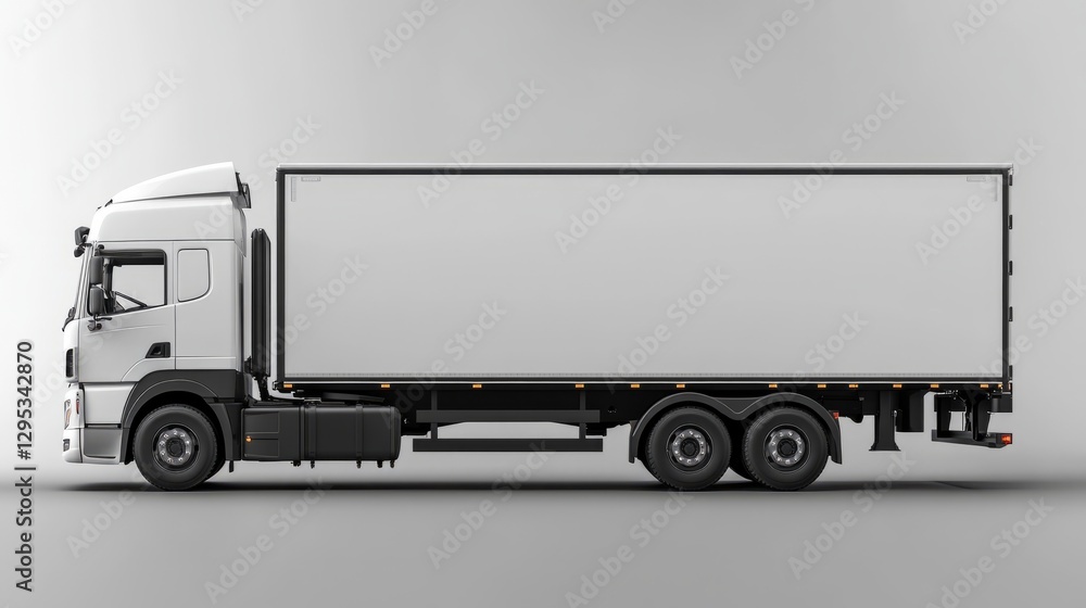 White Box Truck Side view isolated on white background White Box Truck Side view isolated on white background