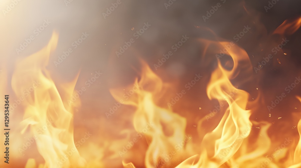 Fototapeta premium Fire flame texture for banner background. Burn abstract lights. Burning big flame. Blaze flames overlay background.