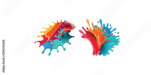 Print  Colourful paint splash  isolated on white background