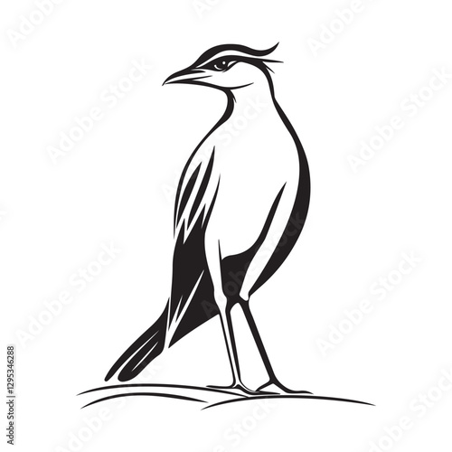 Lapwing Standing Vector and Vector Art isolated on white background.