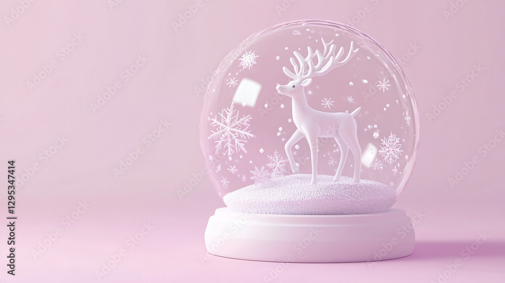 3D render Christmas snow globe white reindeer snowfall winter decor delicate glass dome soft pastel aesthetic intricate festive holiday scene serene elegant enchanting mystical miniature artwork ball 3D render Christmas snow globe white reindeer snowfall winter decor delicate glass dome soft pastel aesthetic intricate festive holiday scene serene elegant enchanting mystical miniature artwork ball