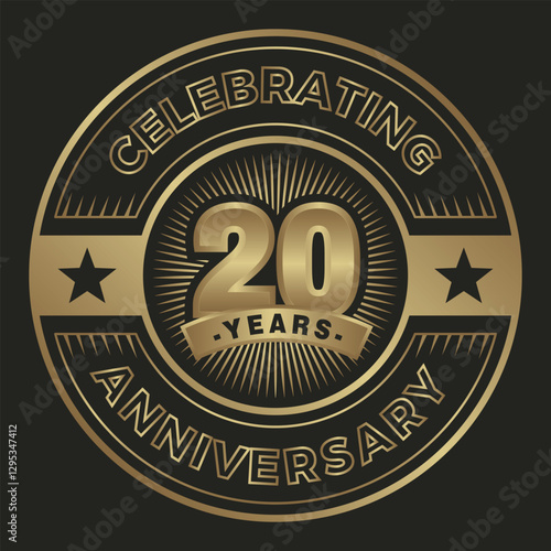 20 years anniversary. Celebrating anniversary emblem logo