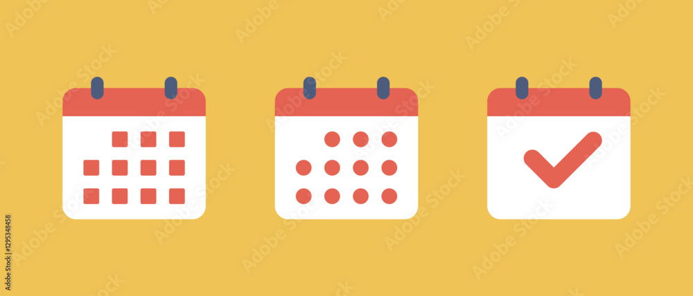 Naklejka premium Calendar, date icon set in flat style. Schedule, event sign symbol