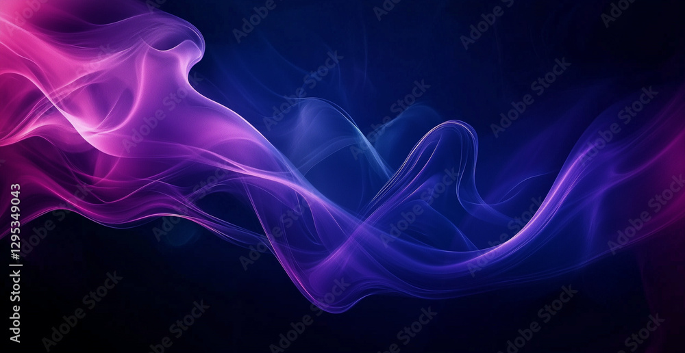 Fototapeta premium abstract purple and blue gradient background with flowing smoke shapes, dark background