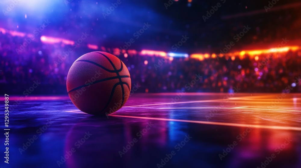 Obraz premium Futuristic Basketball Scene with Glowing Effects