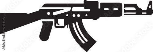 Isolated black military assault rifle vector illustration