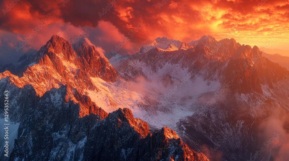 Naklejka premium Panoramic photo of the Mountains at sunrise.