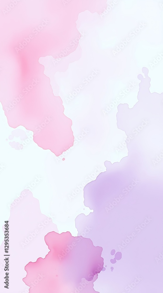 Obraz premium An Abstract Watercolor Painting Featuring A Blend Of Soft Pinks, Lavenders, And Deep Purples, Creating A Dreamy And Ethereal Atmosphere. The Style Is Loose And Expressive, With Delic.
