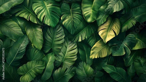 Wallpaper Mural Lush Tropical Leaves Background - Dense Green Foliage Texture Torontodigital.ca