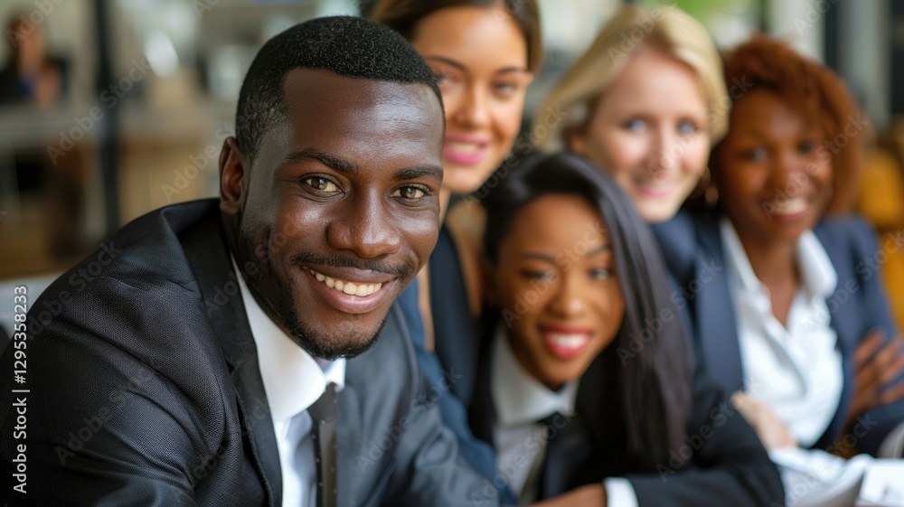 Close up of diverse happy business people smiling and looking at camera with confidence. Portrait of skilled investor staring at camera while working together. Collaboration, cooperation,unity. AIG53. Close up of diverse happy business people smiling and looking at camera with confidence. Portrait of skilled investor staring at camera while working together. Collaboration, cooperation,unity. AIG53.