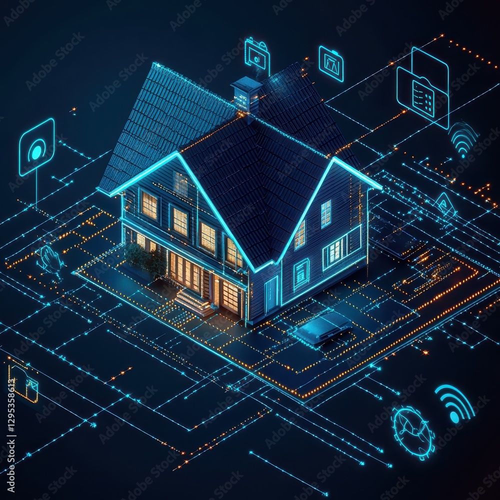 Smart home IoT devices infected with malware, cybersecurity vulnerability visualization Smart home IoT devices infected with malware, cybersecurity vulnerability visualization