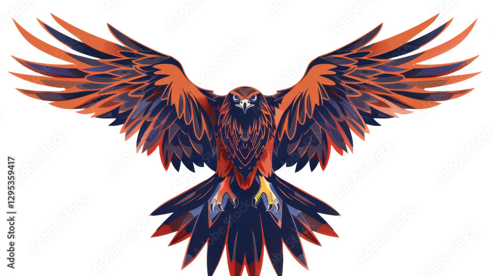 Fototapeta premium Majestic hawk displaying powerful wings on transparent background