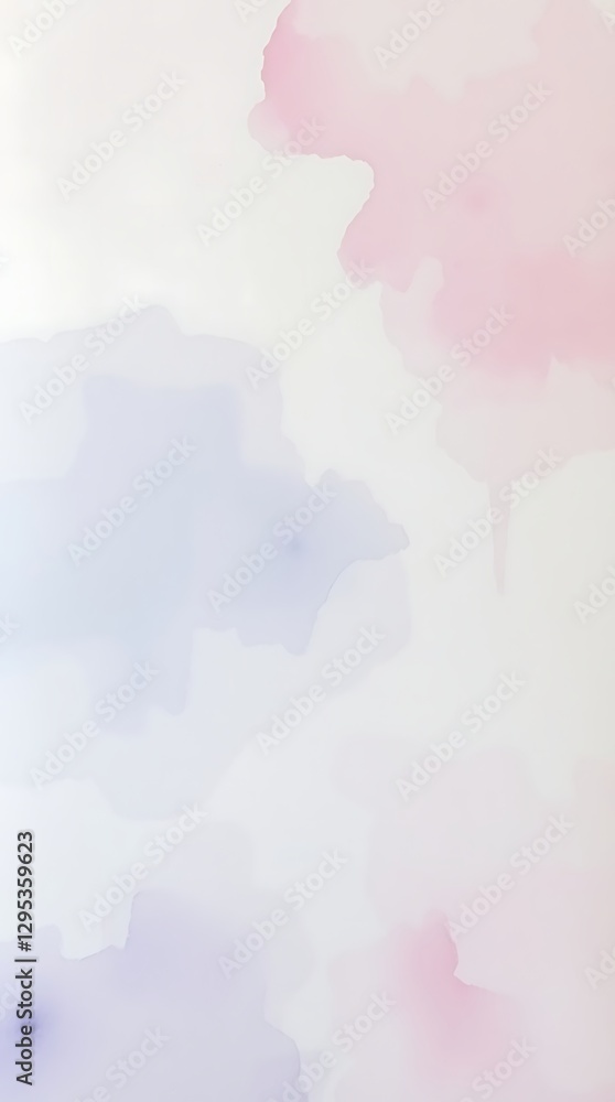 Obraz premium An Abstract Piece Characterized By Soft, Pastel Hues Of Lavender, Rose Pink, And Sky Blue, Rendered In Watercolor On Thick Paper, Conveying A Tranquil And Serene Atmosphere, With Sub.