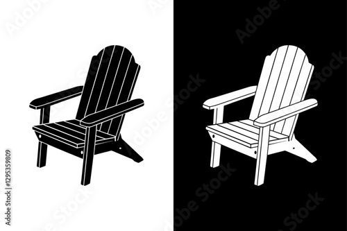 Elegant Adirondack Chair Silhouette. Perfect for Branding & UI