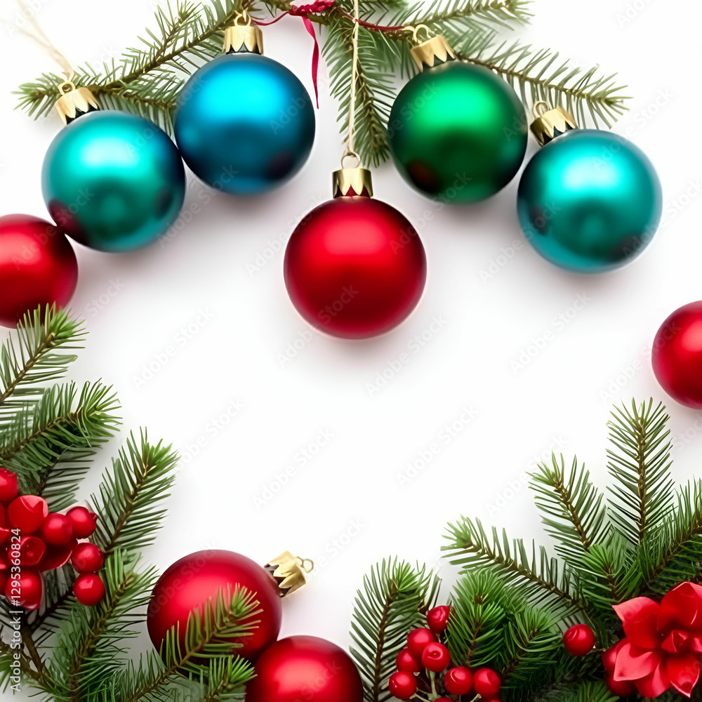 A classic set of Christmas baubles isolated on a white background. A classic set of Christmas baubles isolated on a white background.