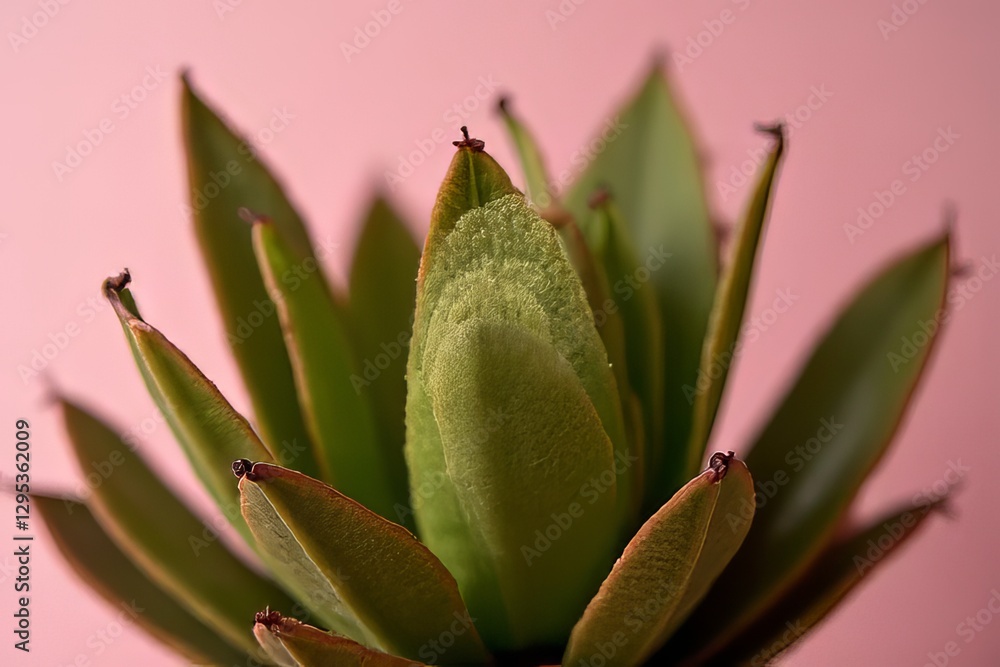 Close Up of a Succulent Plant with Detailed Leaves on Pink Background Close Up of a Succulent Plant with Detailed Leaves on Pink Background