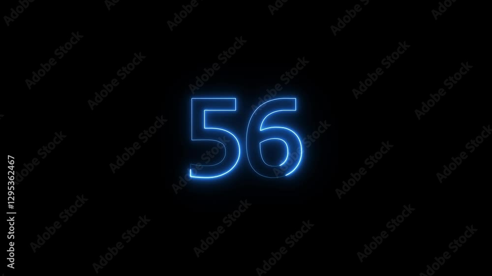 Neon text 56 number countdown icon background 4k animation .Neon number 56 with alpha channel, neon numbers, Bright neon glowing number 56 animation. Neon text 56 number countdown icon background 4k animation .Neon number 56 with alpha channel, neon numbers, Bright neon glowing number 56 animation.