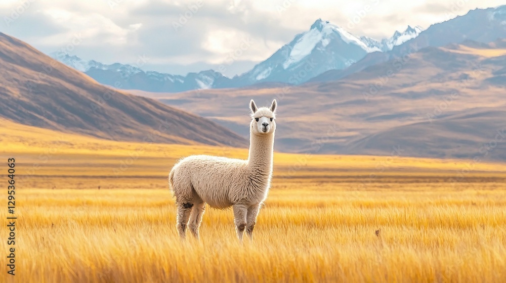 Fototapeta premium Alpaca in Mountain Meadow