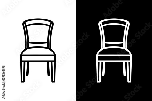 Dining Chair Symbol High-Quality Thin Line Illustration