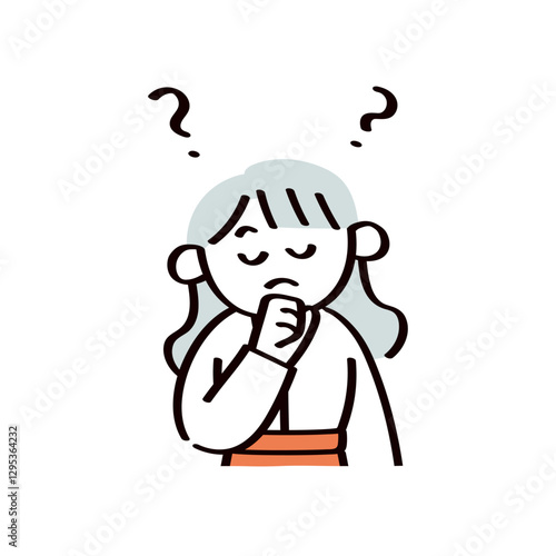 疑問を抱く女性のイラスト