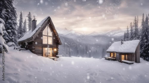 Wallpaper Mural cabin in the snow Torontodigital.ca