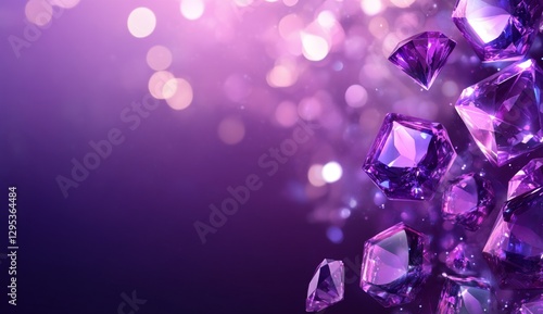 Purple gems falling, bokeh background, luxury, illustration © sangkribo