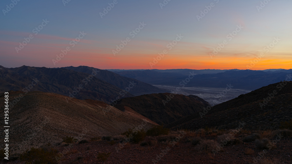 Fototapeta premium Landscape, looking southwest, shown from Dante's View (elevation 5,500 ft) in Death Valley, California, in February 2025.