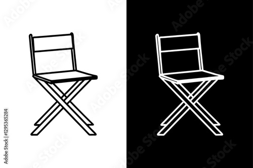 Folding Chair Icon Sleek Line Art Vector Design