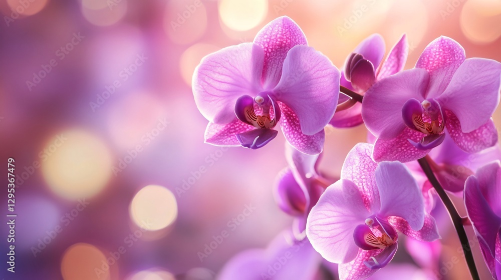 Delicate Pink Orchids in Soft Bokeh Background Delicate Pink Orchids in Soft Bokeh Background