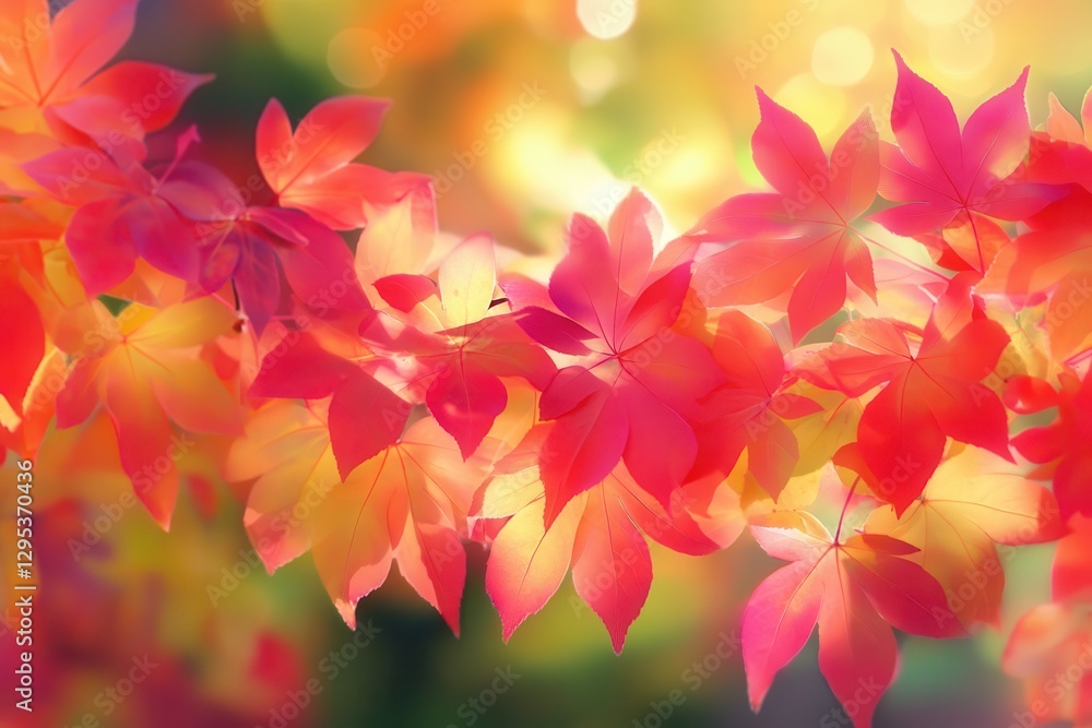Autumn leaves glowing, garden bokeh background, fall foliage, nature design Autumn leaves glowing, garden bokeh background, fall foliage, nature design