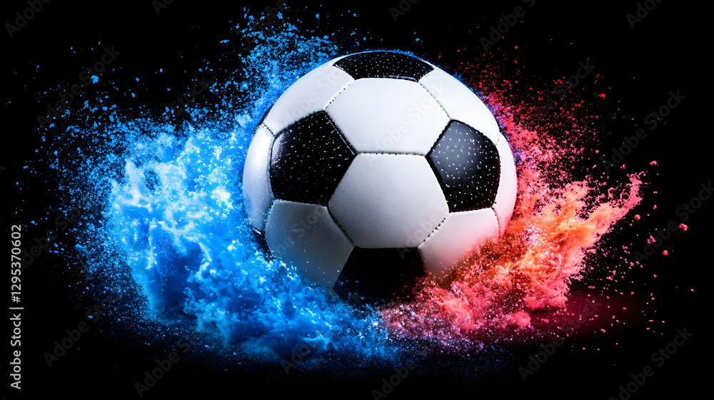 Fototapeta premium burning soccer ball reaching goal