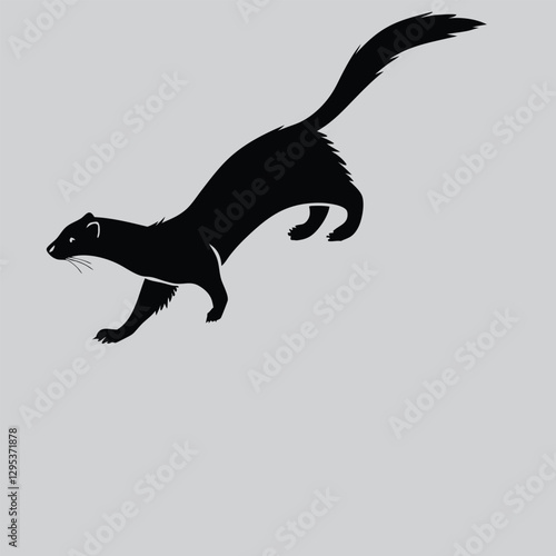 a weasel scurrying along a path silhouette vector design art and illustration