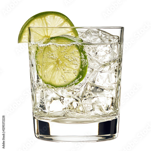 glass of gin and tonic isolated on white or transparent background 