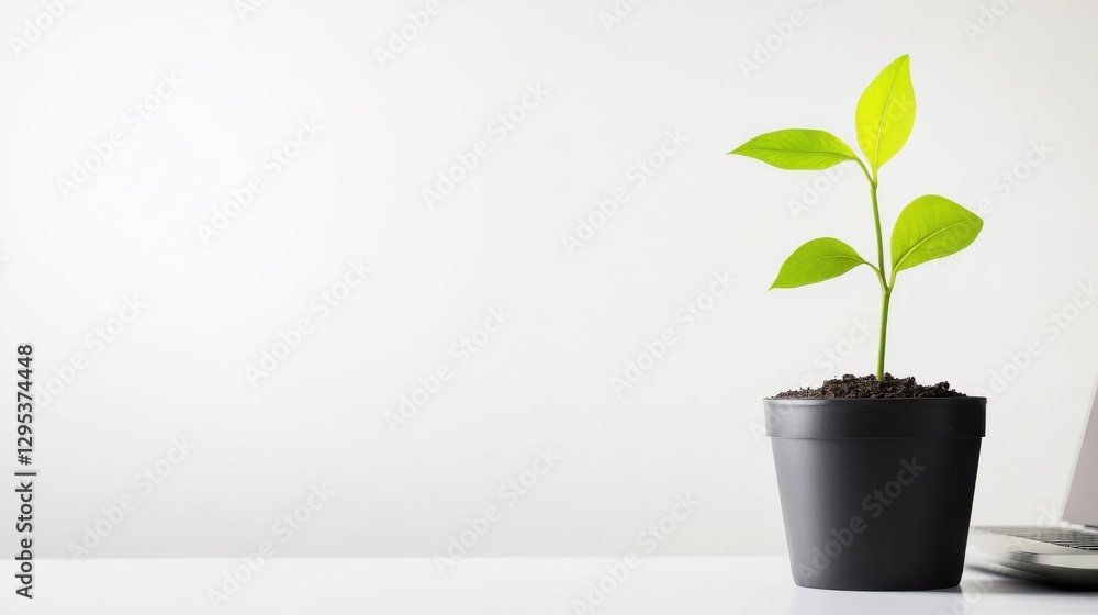 Executive departures with an office desk with a plant beside a laptop. Featuring leadership transition and career change Executive departures with an office desk with a plant beside a laptop. Featuring leadership transition and career change