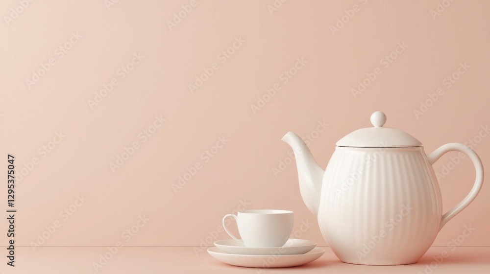 Elegant tea set arrangement soft pink background still life composition minimalist design close-up view serene atmosphere Elegant tea set arrangement soft pink background still life composition minimalist design close-up view serene atmosphere