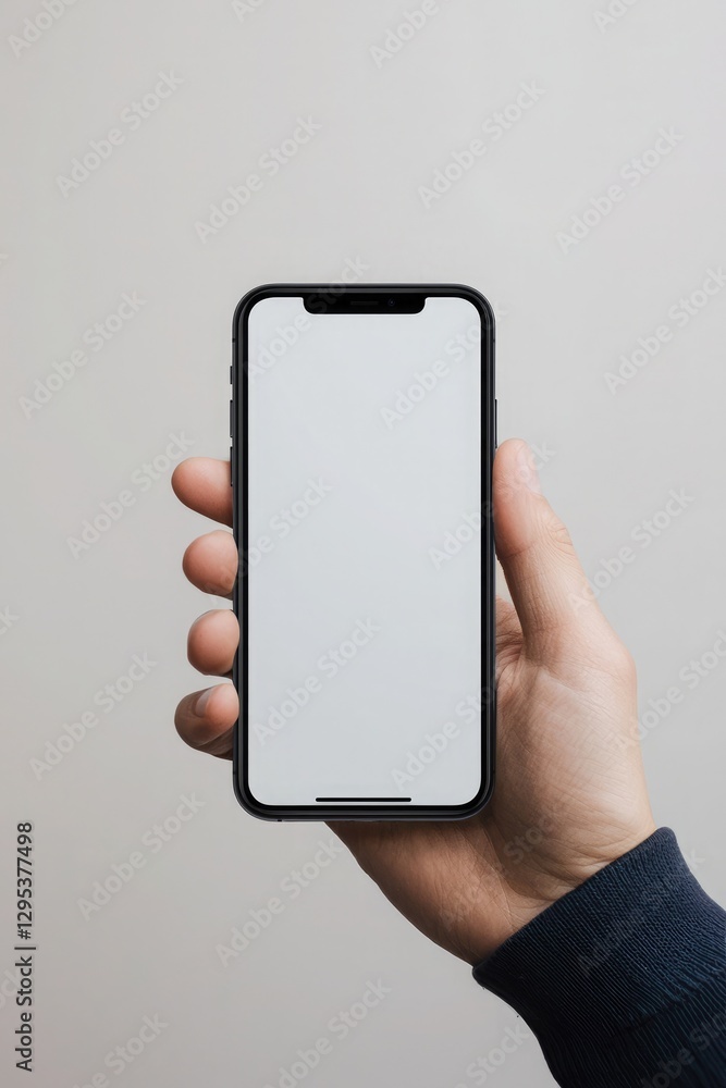 Smartphone mockup with blank screen background, top view Smartphone mockup with blank screen background, top view