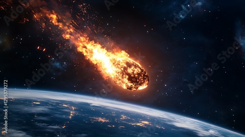 Meteor Strike over Earth Landscape / 地球の風景に衝突する隕石