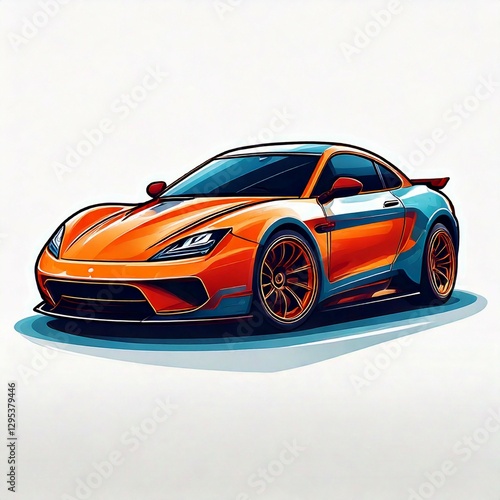 Sport car logo illustration in a simple and clean flat art style on isolated white. photo