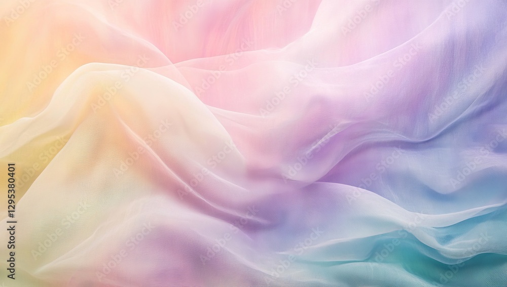 Pastel rainbow fabric drapes, soft folds, abstract background Pastel rainbow fabric drapes, soft folds, abstract background