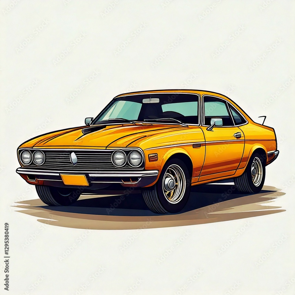 Yellow muscle car logo illustration in a simple and clean flat art style on isolated white Yellow muscle car logo illustration in a simple and clean flat art style on isolated white