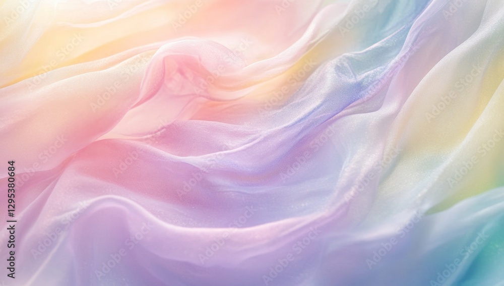 Pastel rainbow fabric draped. Soft, flowing fabric background Pastel rainbow fabric draped. Soft, flowing fabric background