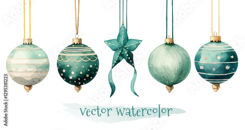 Watercolor Christmas decoration ball vector illustration, watercolor vector illustration,New Year, Easter