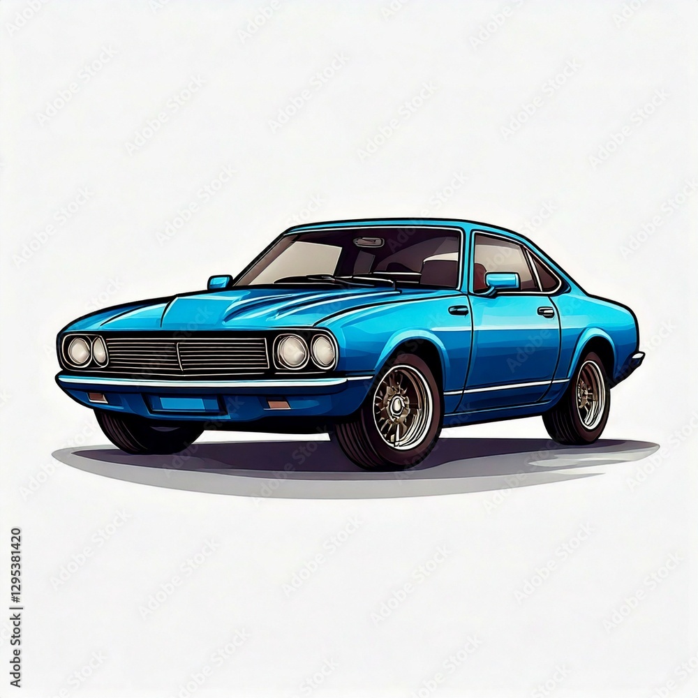 Naklejka premium vintage car on a blue background