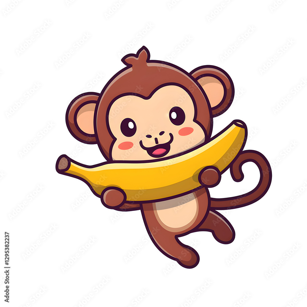Fototapeta premium Cute Monkey with Banana