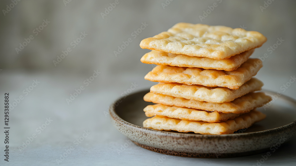 custom made wallpaper toronto digitalStack of Golden Rice Crackers on a Plate, A Delicious and Wholesome Snack Option