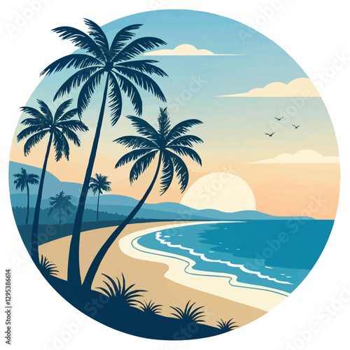 palm tree on the beach silhouette-of-palm-trees-summer-beach-icon