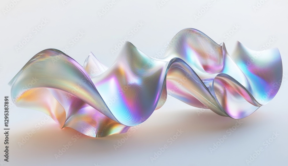 Abstract iridescent wavy forms on a light background Abstract iridescent wavy forms on a light background
